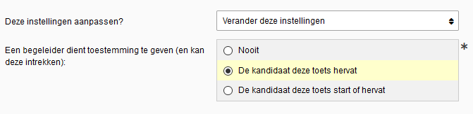Toestemming plannen toets