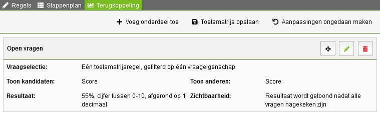 Overzicht terugkoppeling
